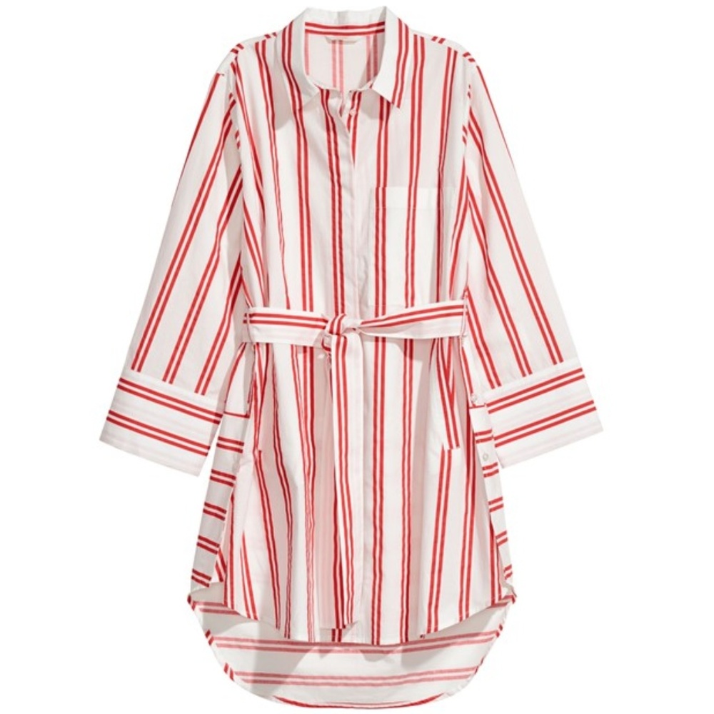 Women’s H&M Long Sleeve White/Red Shirt, Size Sm